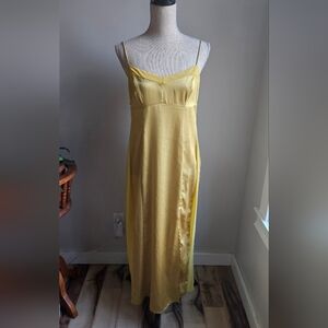 Free People Yellow Satin Chemise